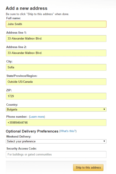 Fill Shipping Info Amazon