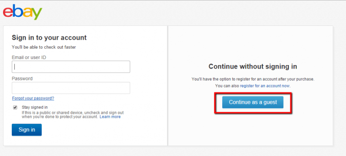 Click Continue as a guest
