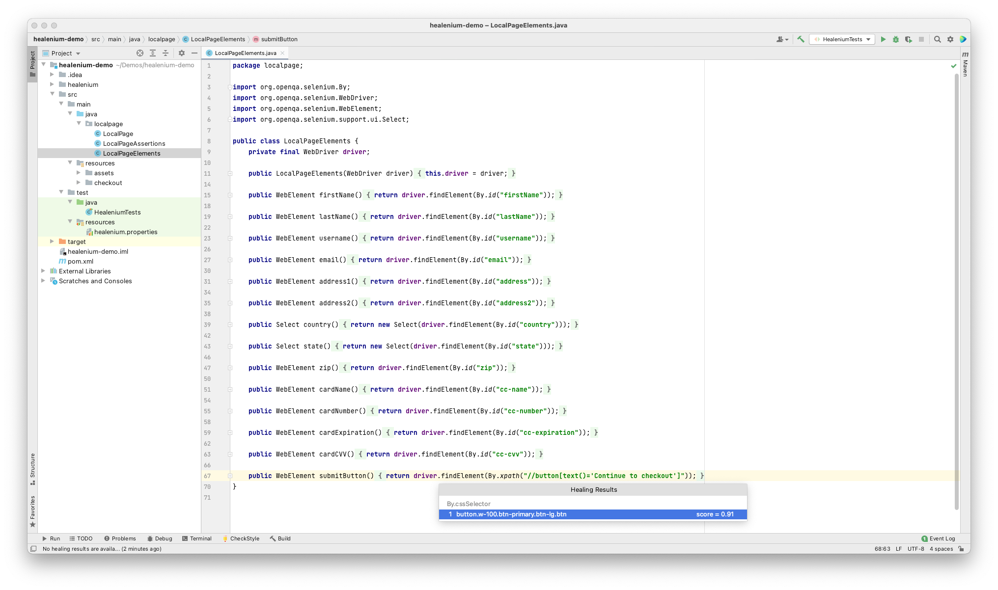 healed locator plugin intellij