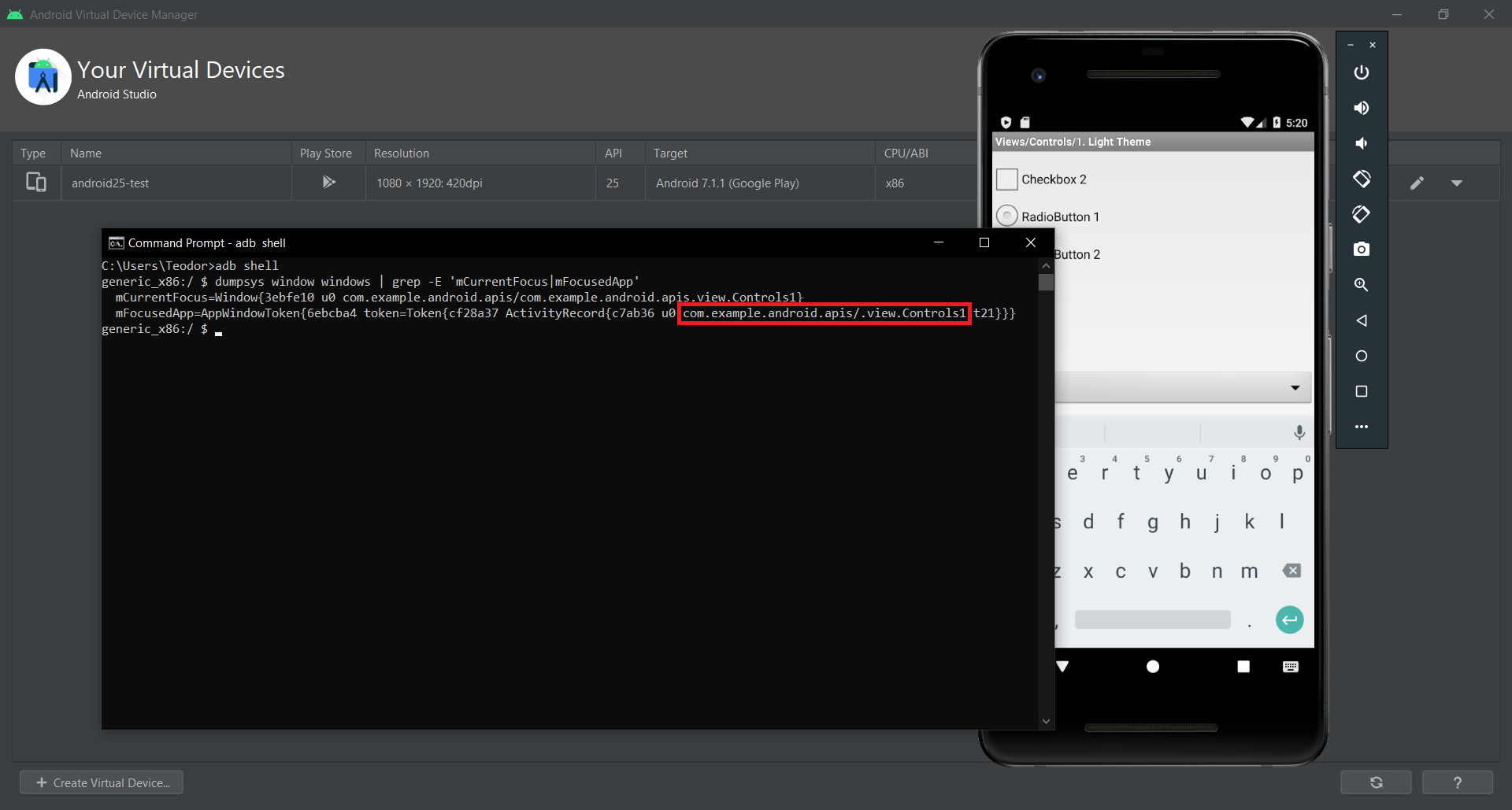 ADB Shell Android Package and Activity Dump
