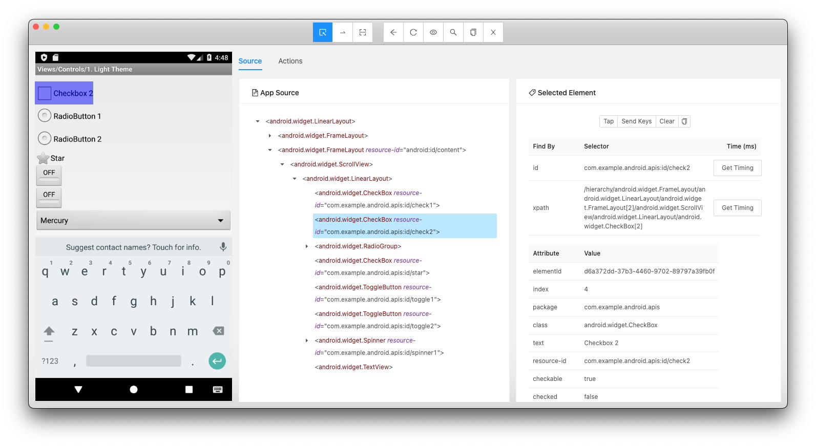 Appium Desktop Screen Inspector Android