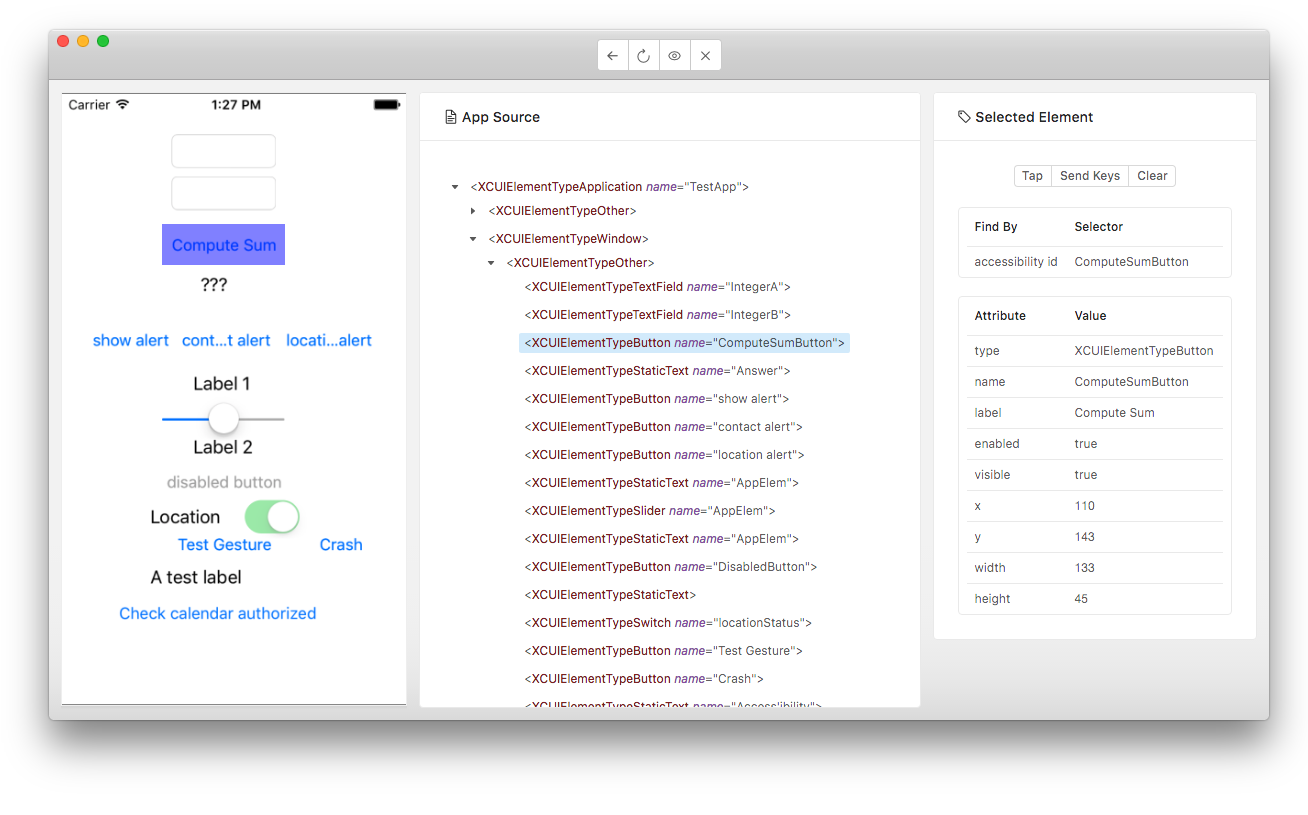 Appium Desktop Screen Inspector