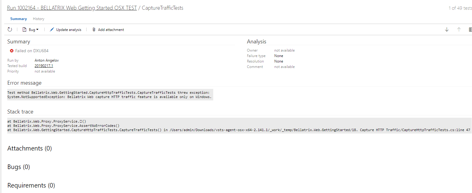 Azure DevOps CI Failed Test