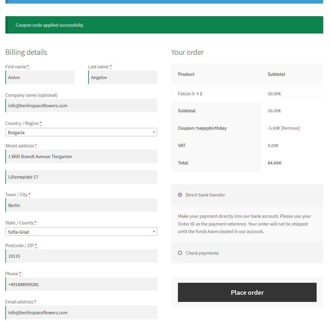 Bellatrix Demos Purchase Info Fill