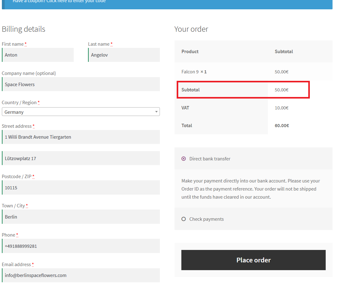 Bellatrix Demos Purchase Info Fill