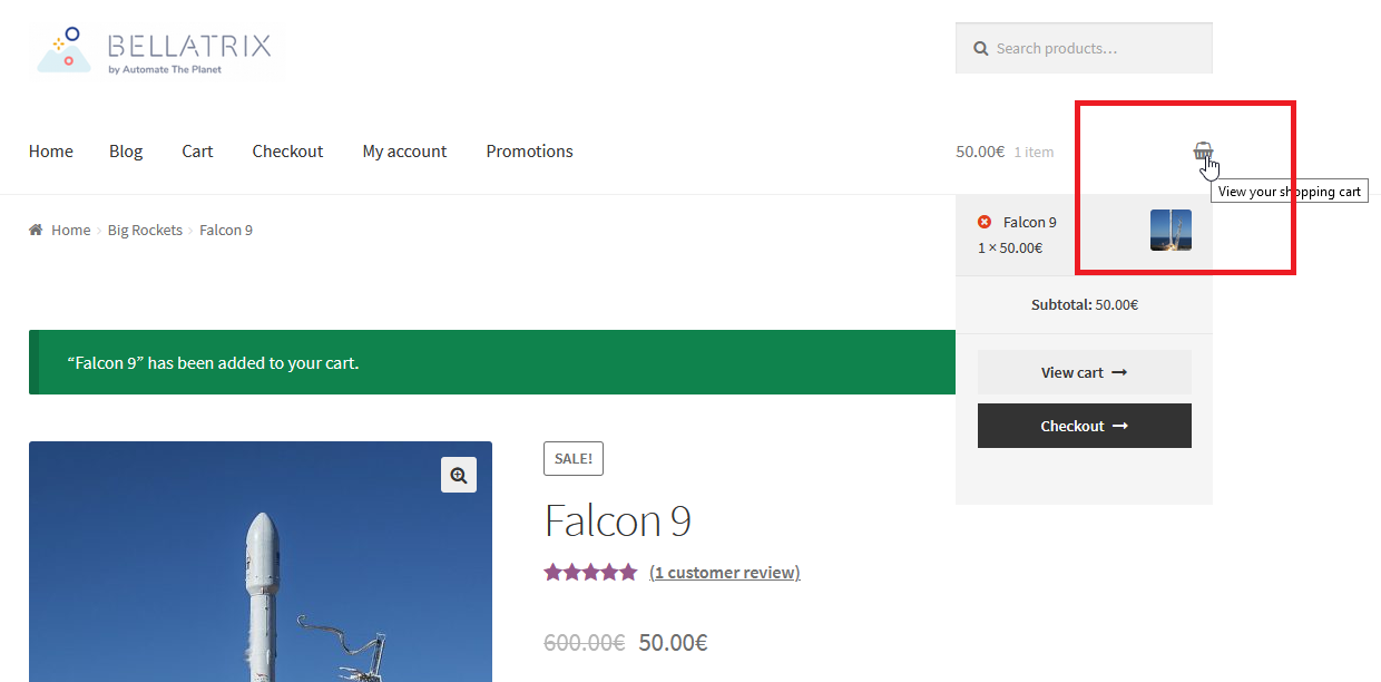 Bellatrix Demos View Shopping Cart Button