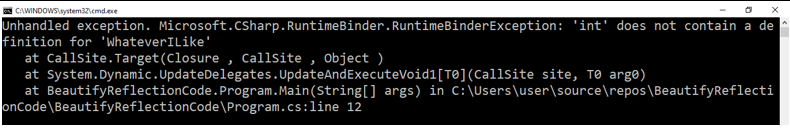 dynamic exception console
