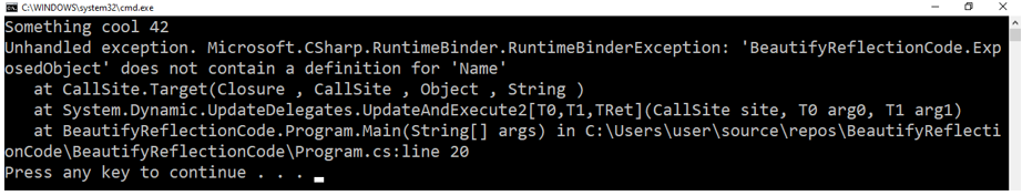 dynamic exception result second