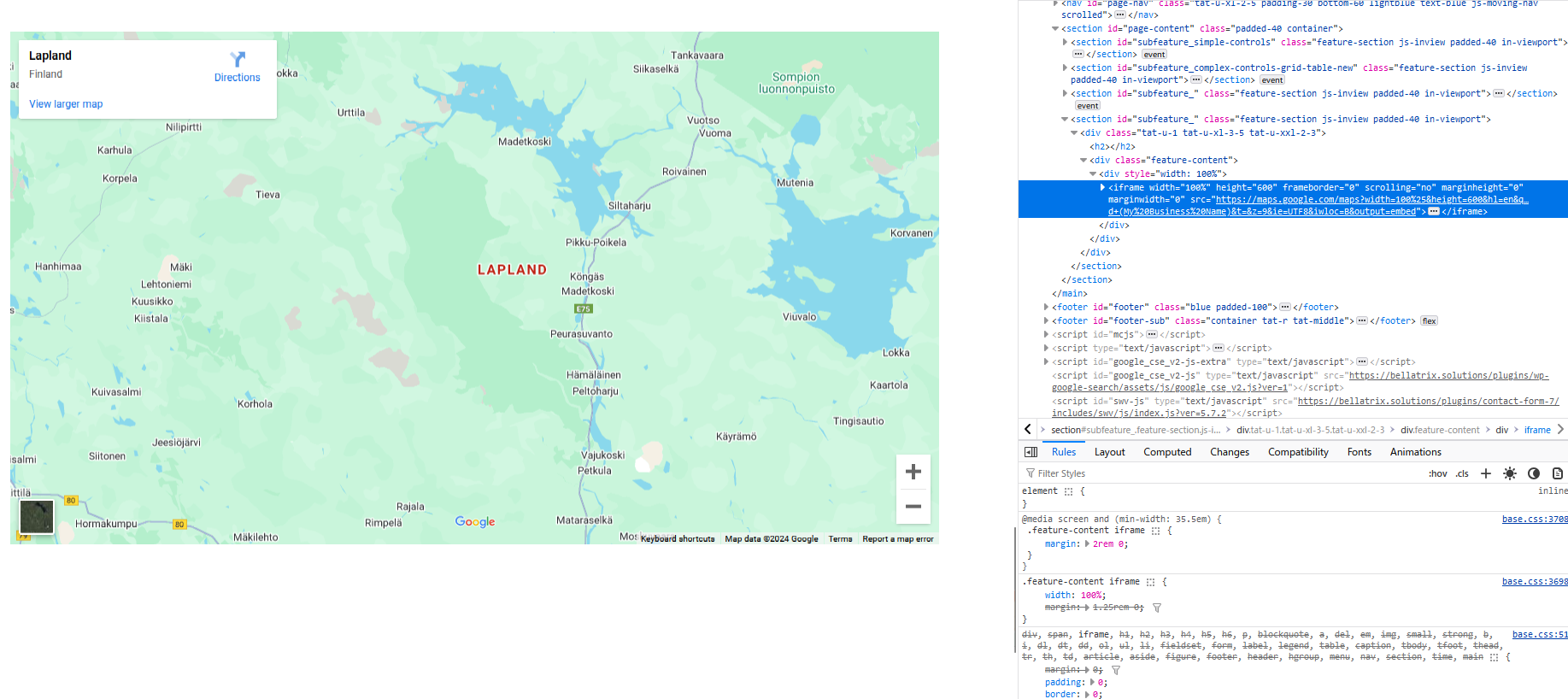 Google Maps Embedded in the Page with IFrame