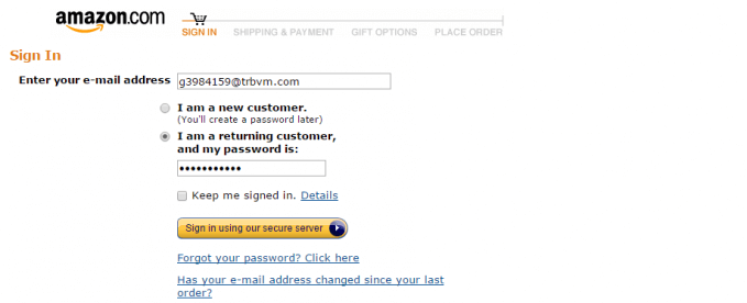 Login Existing Client Amazon