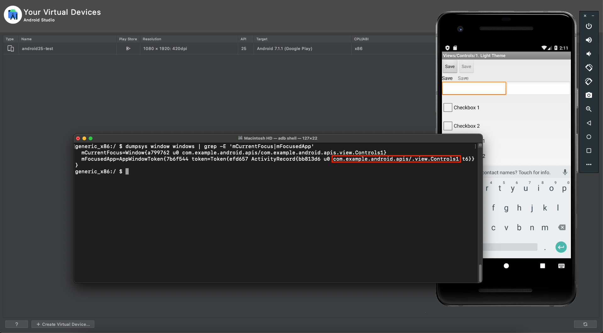 Running APK ADB Shell Current Activity on macOS