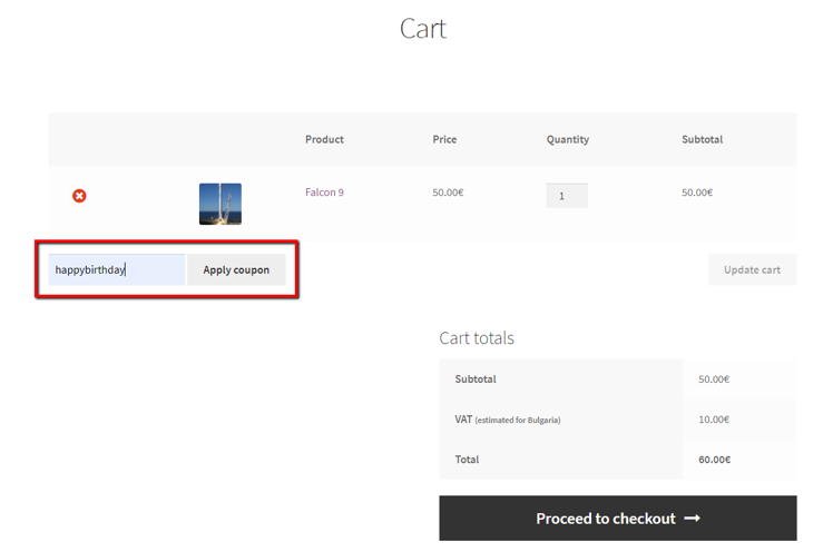 Shopping Cart Apply Coupon