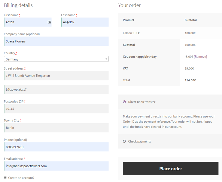 Shopping Cart Fill Billing Info