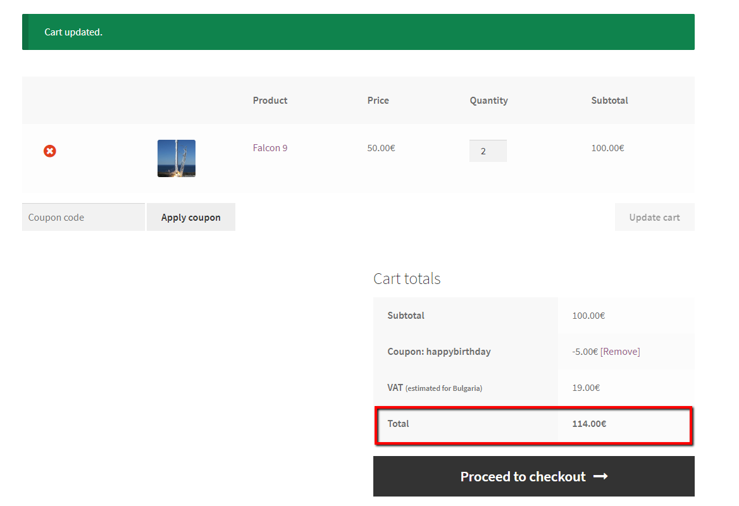 Shopping Cart Update Cart Click