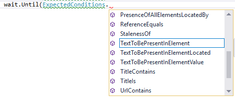 WebDriver Wait IntelliSense