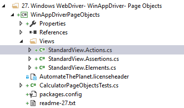 WinAppDriver Page Objects Structure